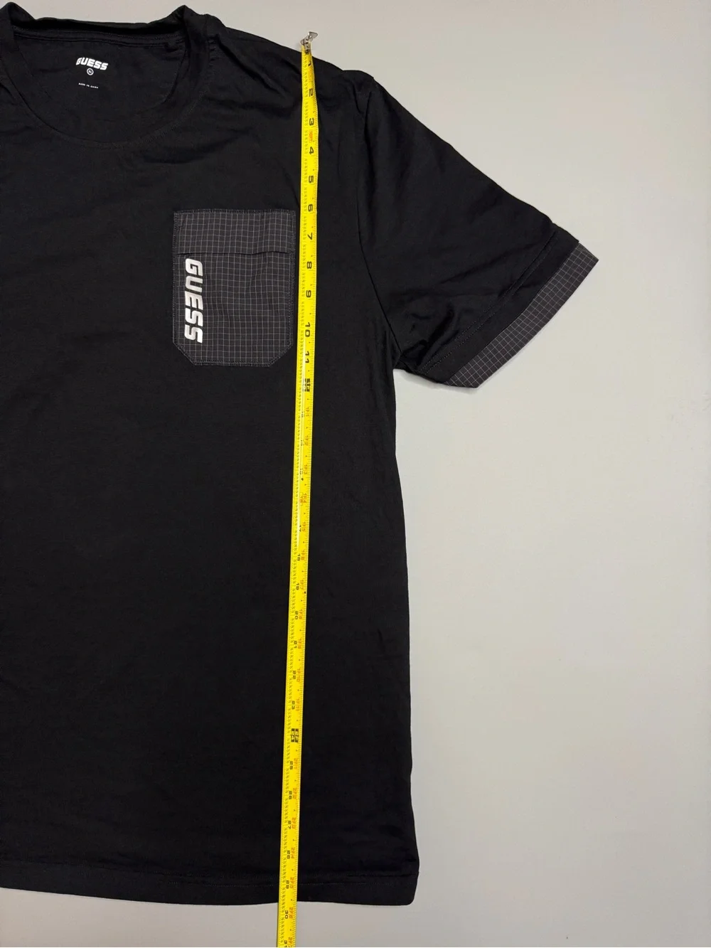 Guess Black Short Sleeve Tee with Patterned Pocket - Picture 4 of 5